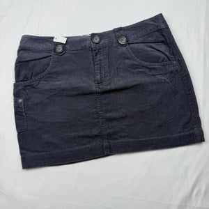 Grey velvet ribbed low rise mini skirt (S/M)