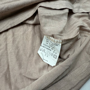 Beige tight fit lace neck long sleeves top (S)