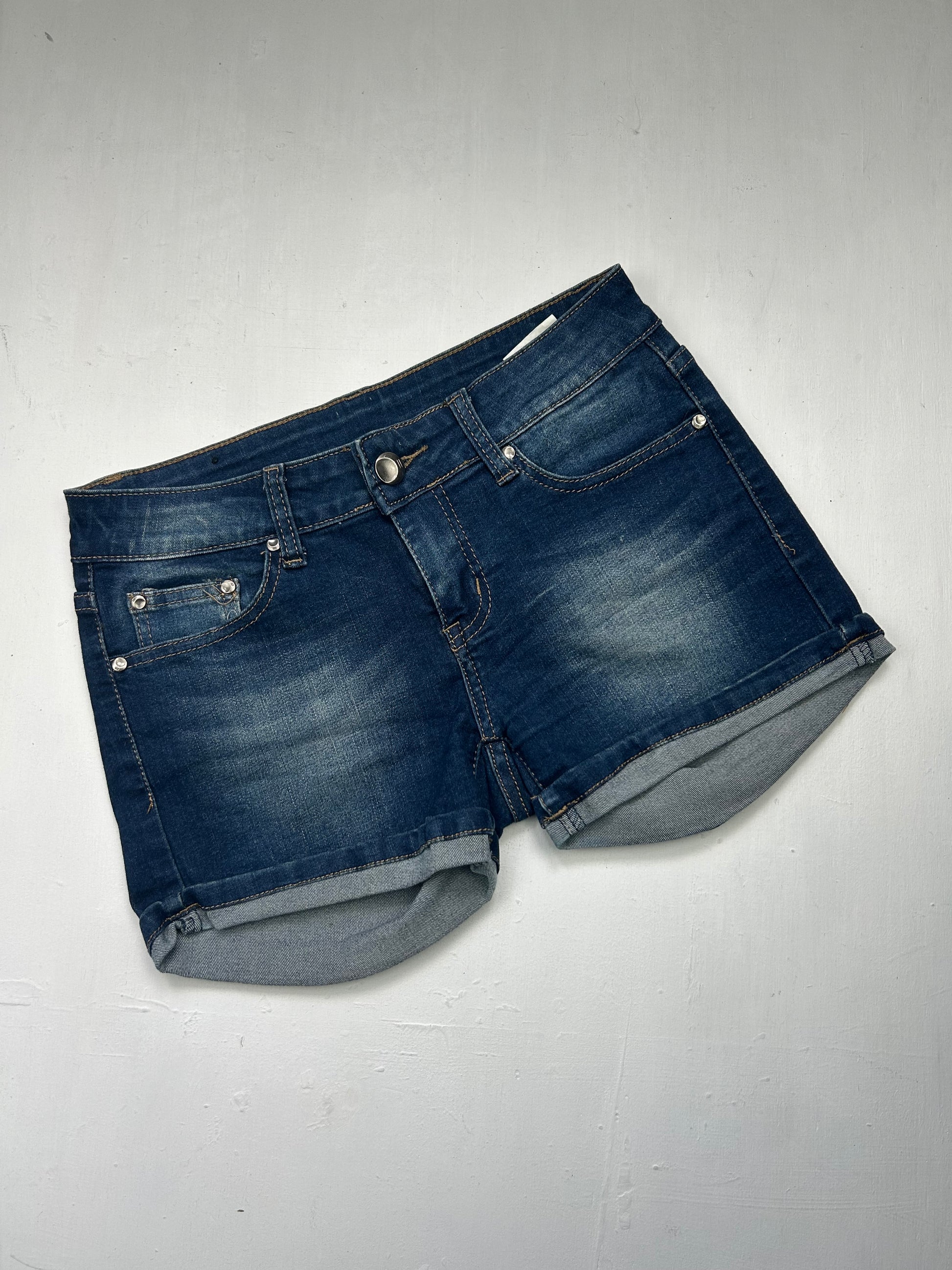 Navy denim low rise mini short (S/M)