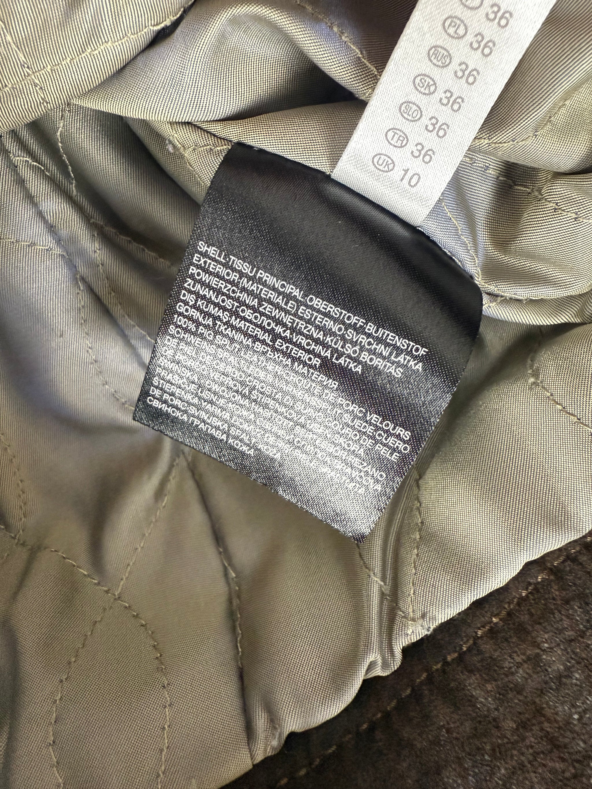 Brown real suede leather biker jacket (S)