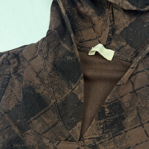 Brown graphic print hooded tee (M)