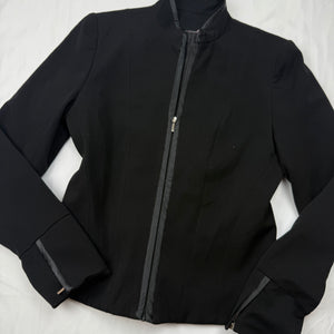 Black zip up office blazer jacket (M)