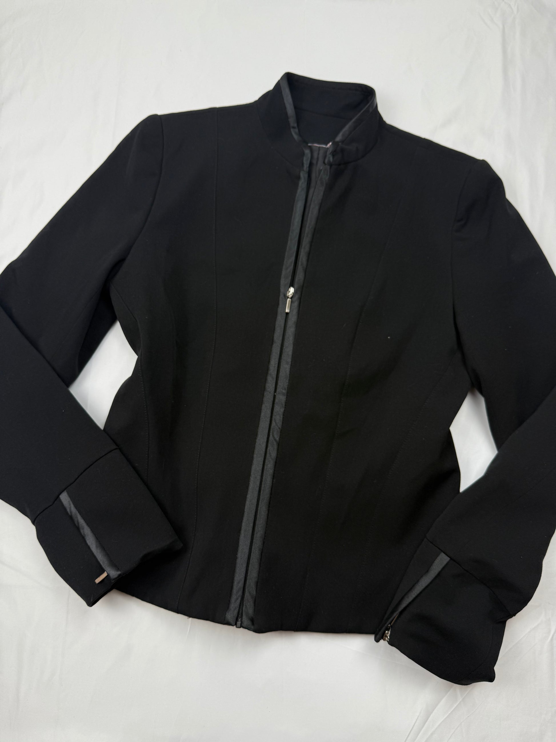 Black zip up office blazer jacket (M)