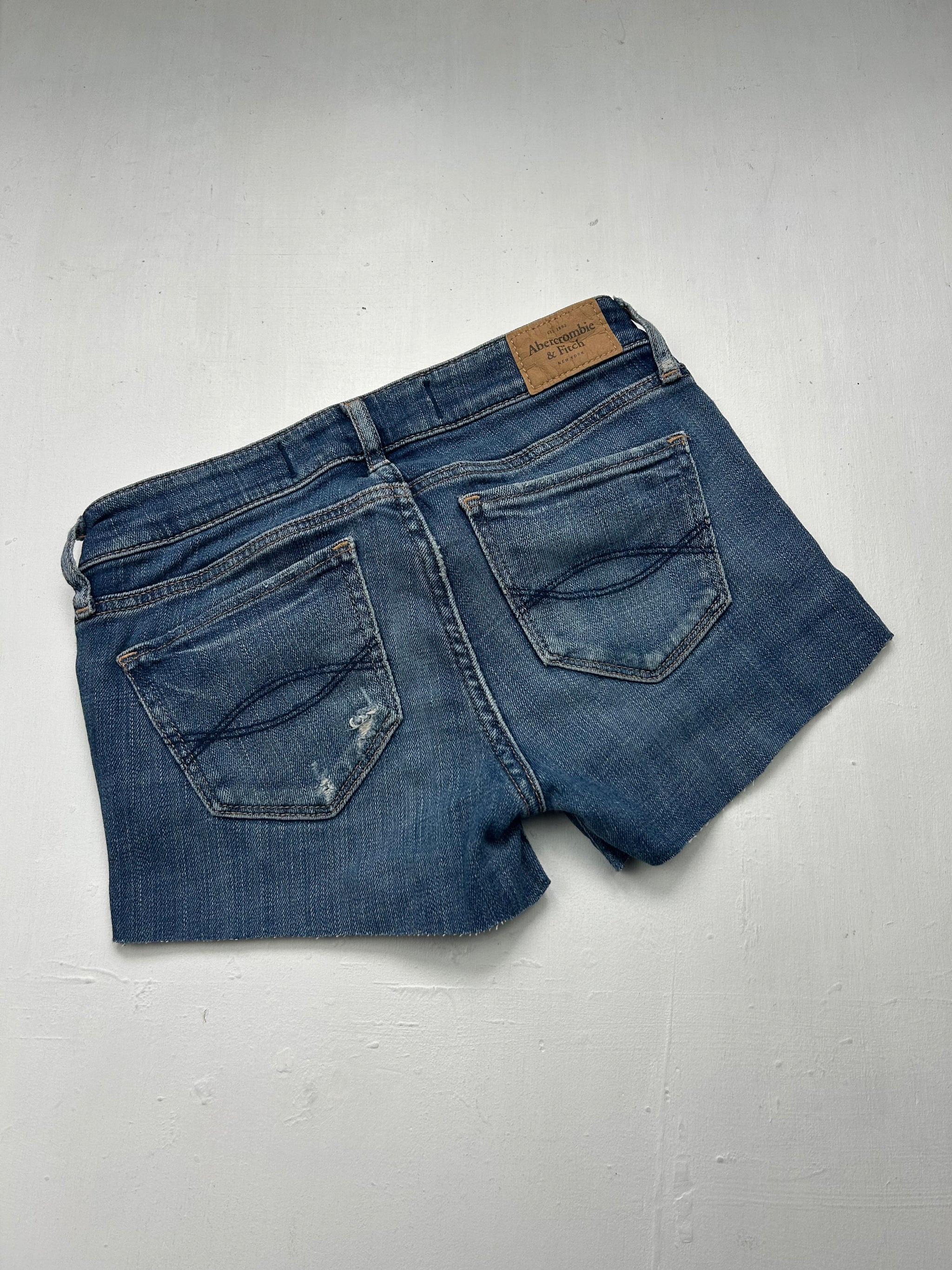 Blue denim low rise mini short (XXS/XS)