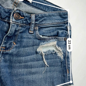 Blue denim low rise mini short (XS)