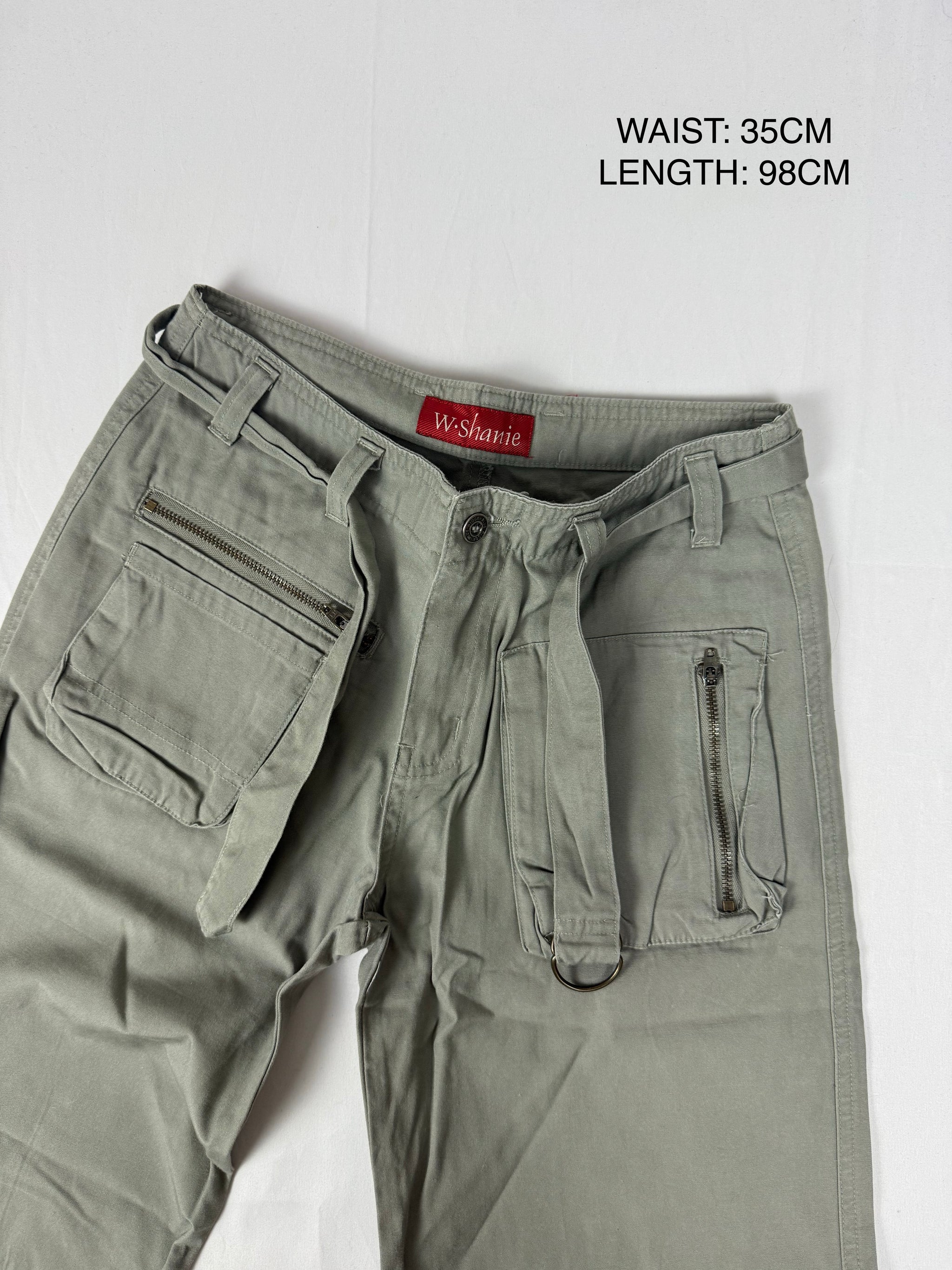 Khaki low rise cargo baggy pants (XS/S)