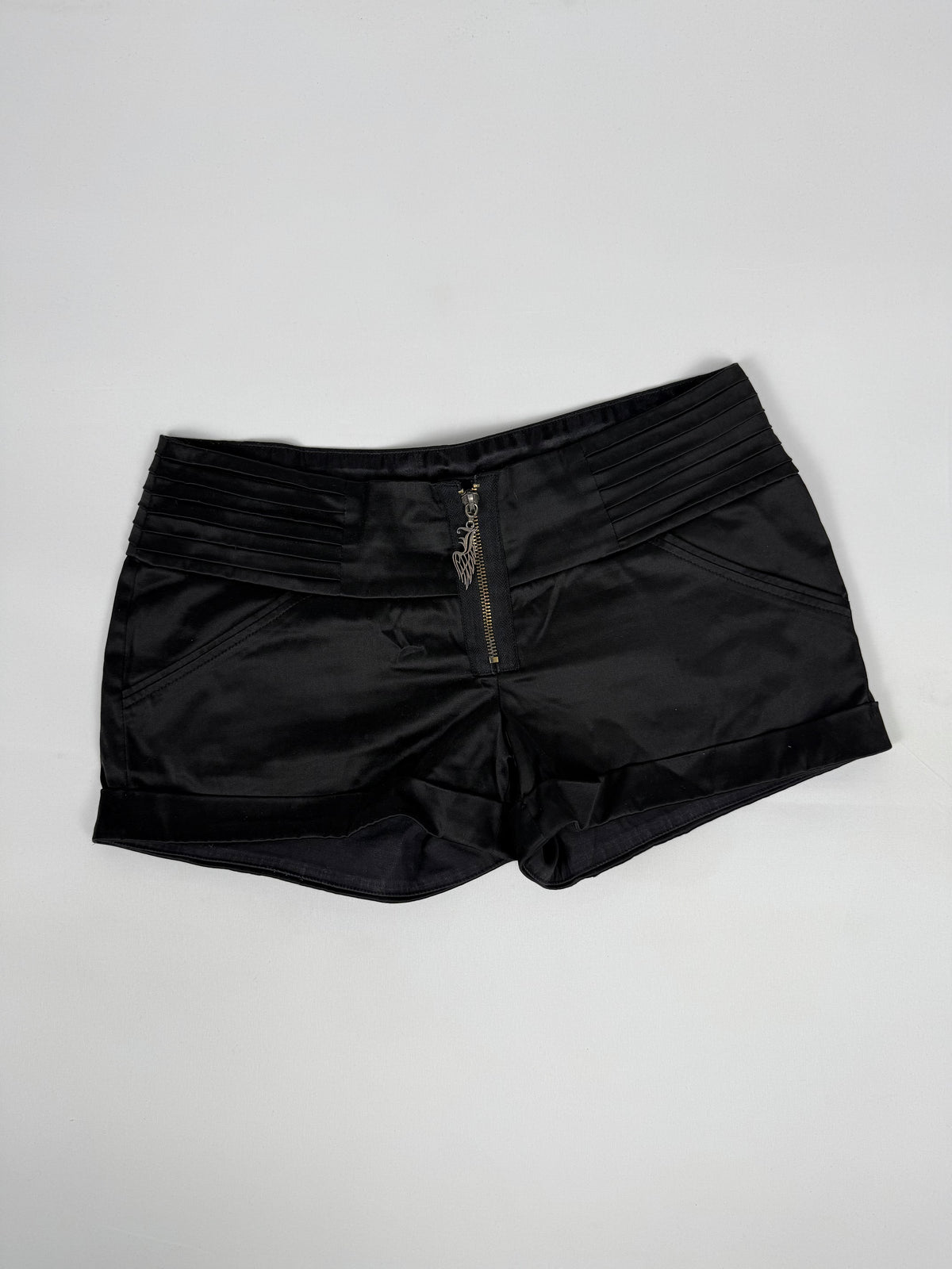 Black silky low rise mini short (M)