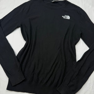 Black cotton round neck logo jumper (M)