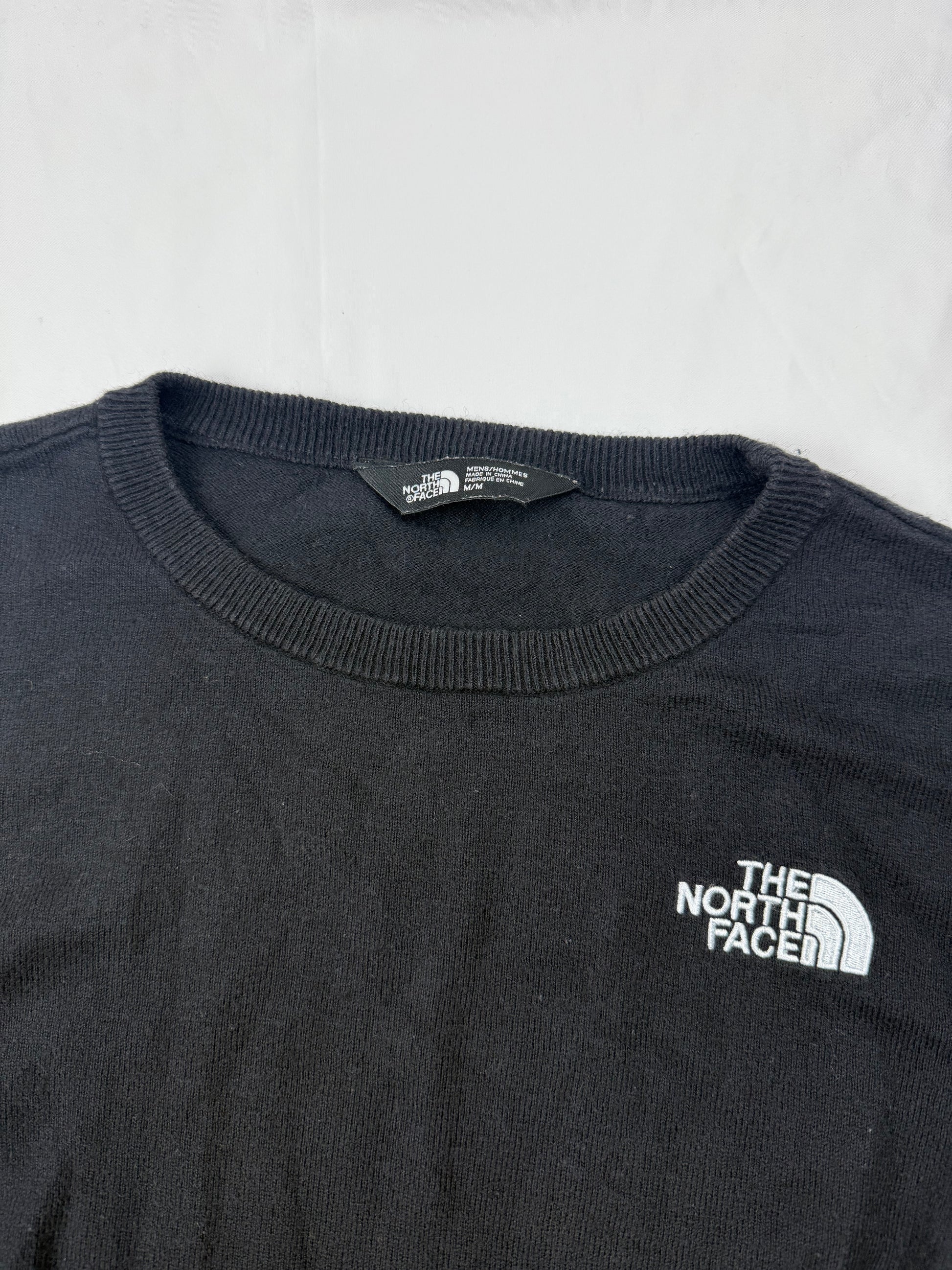 Black cotton round neck logo jumper (M)
