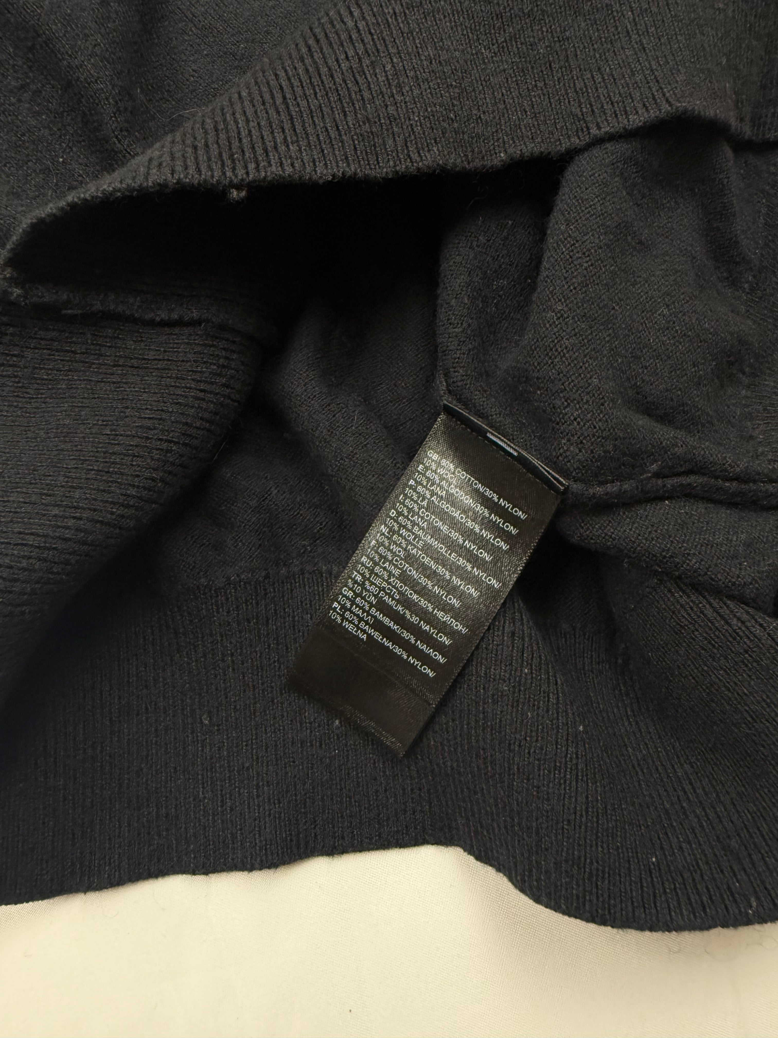 Black cotton round neck logo jumper (M)