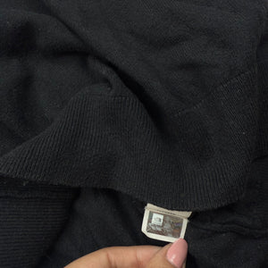 Black cotton round neck logo jumper (M)
