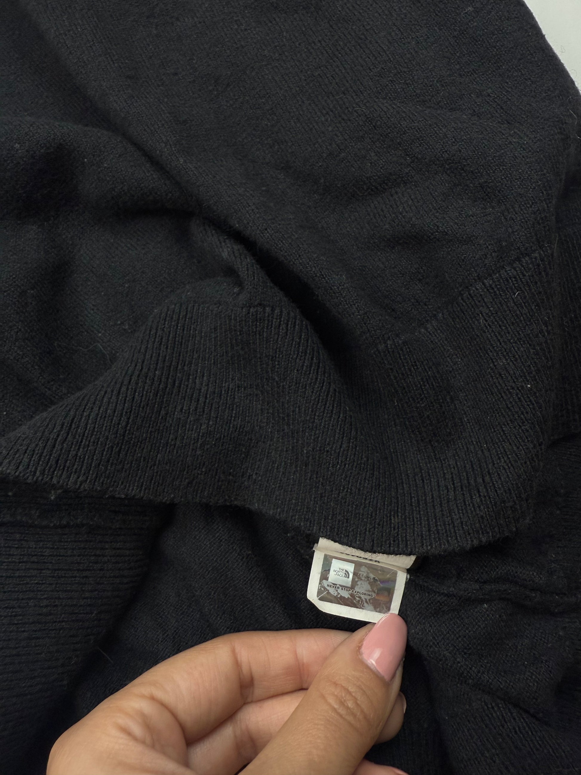 Black cotton round neck logo jumper (M)