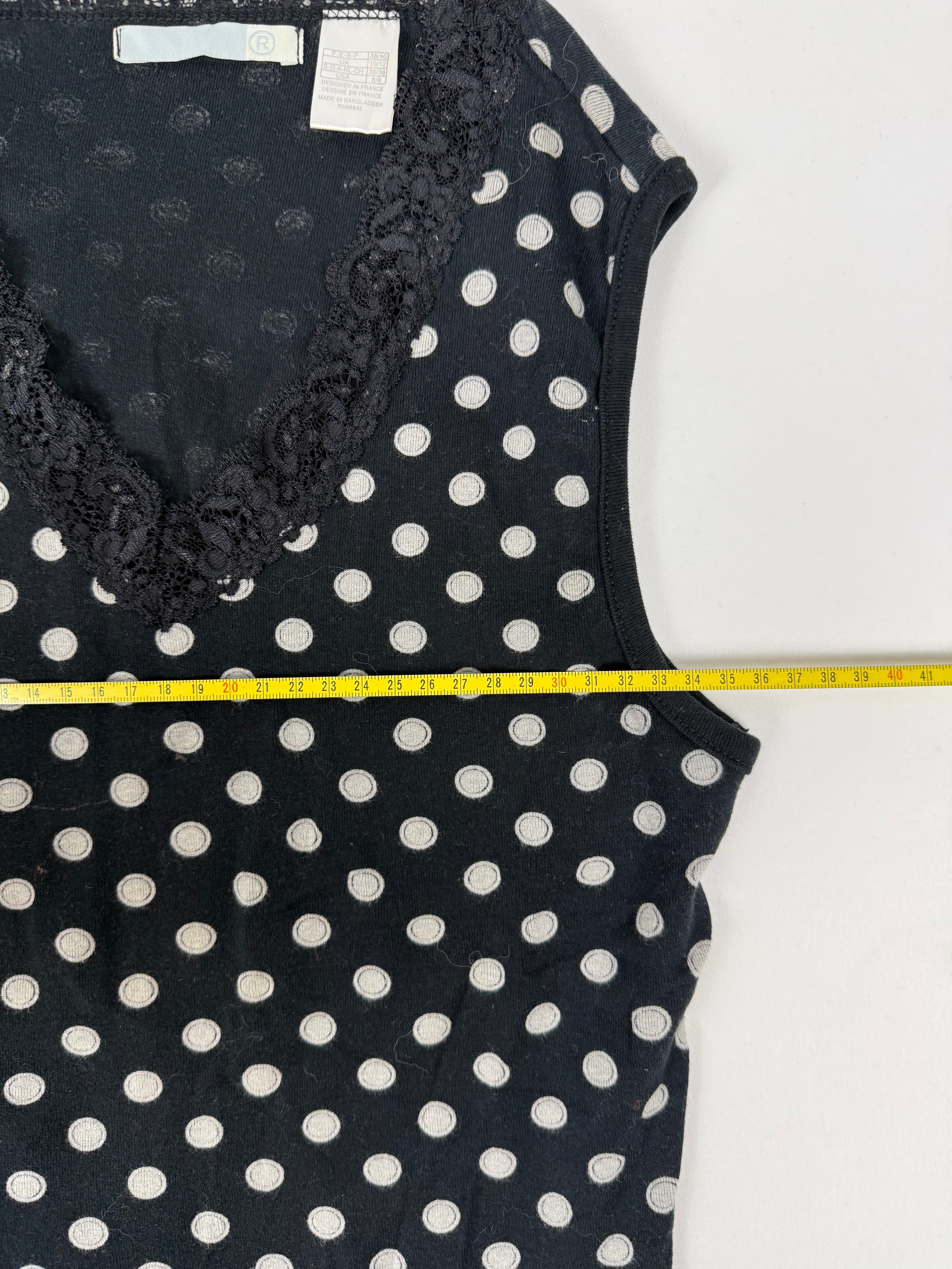 Black polka dots cotton top (S)