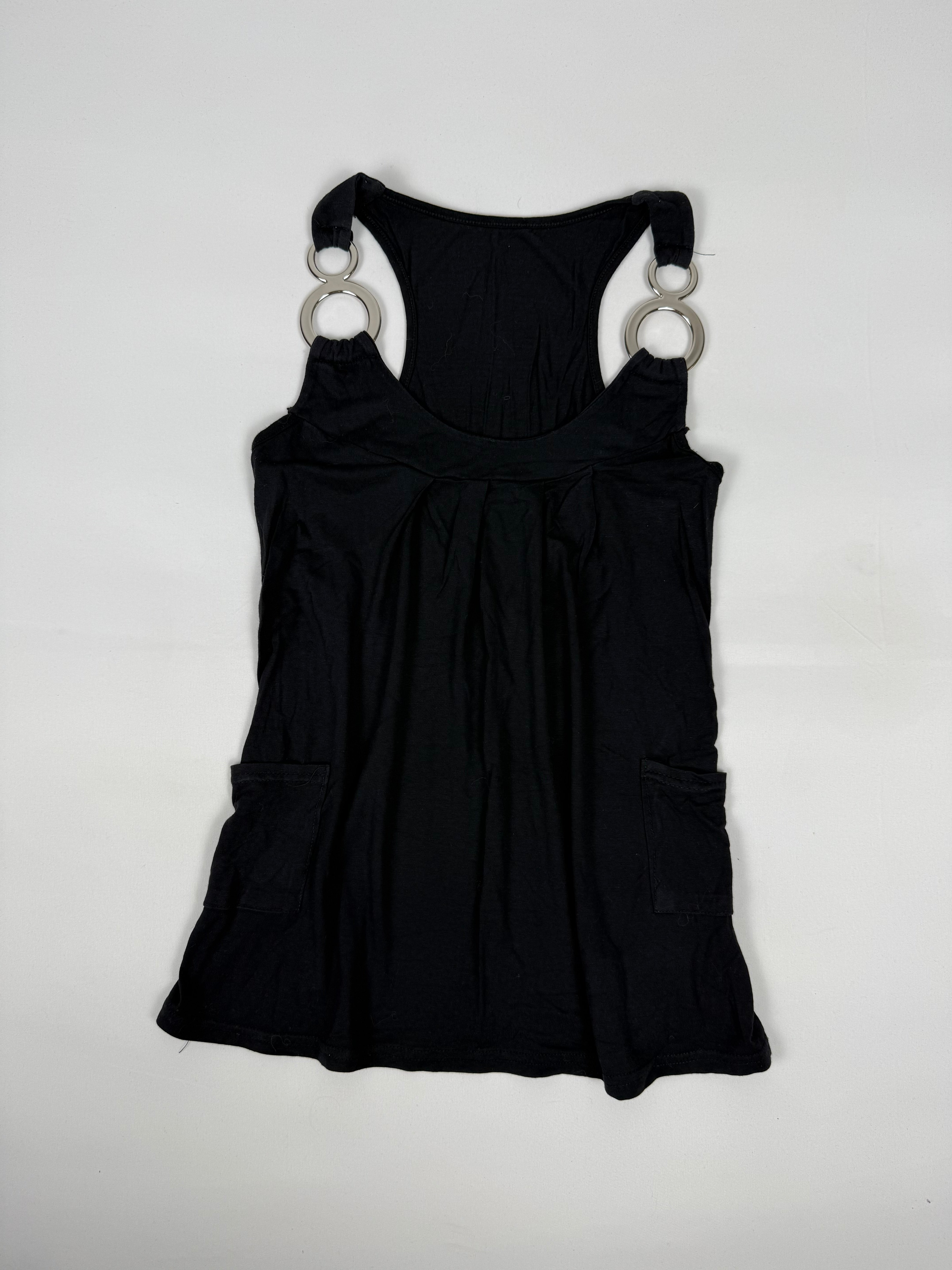 Black tank top with silver rings (S)