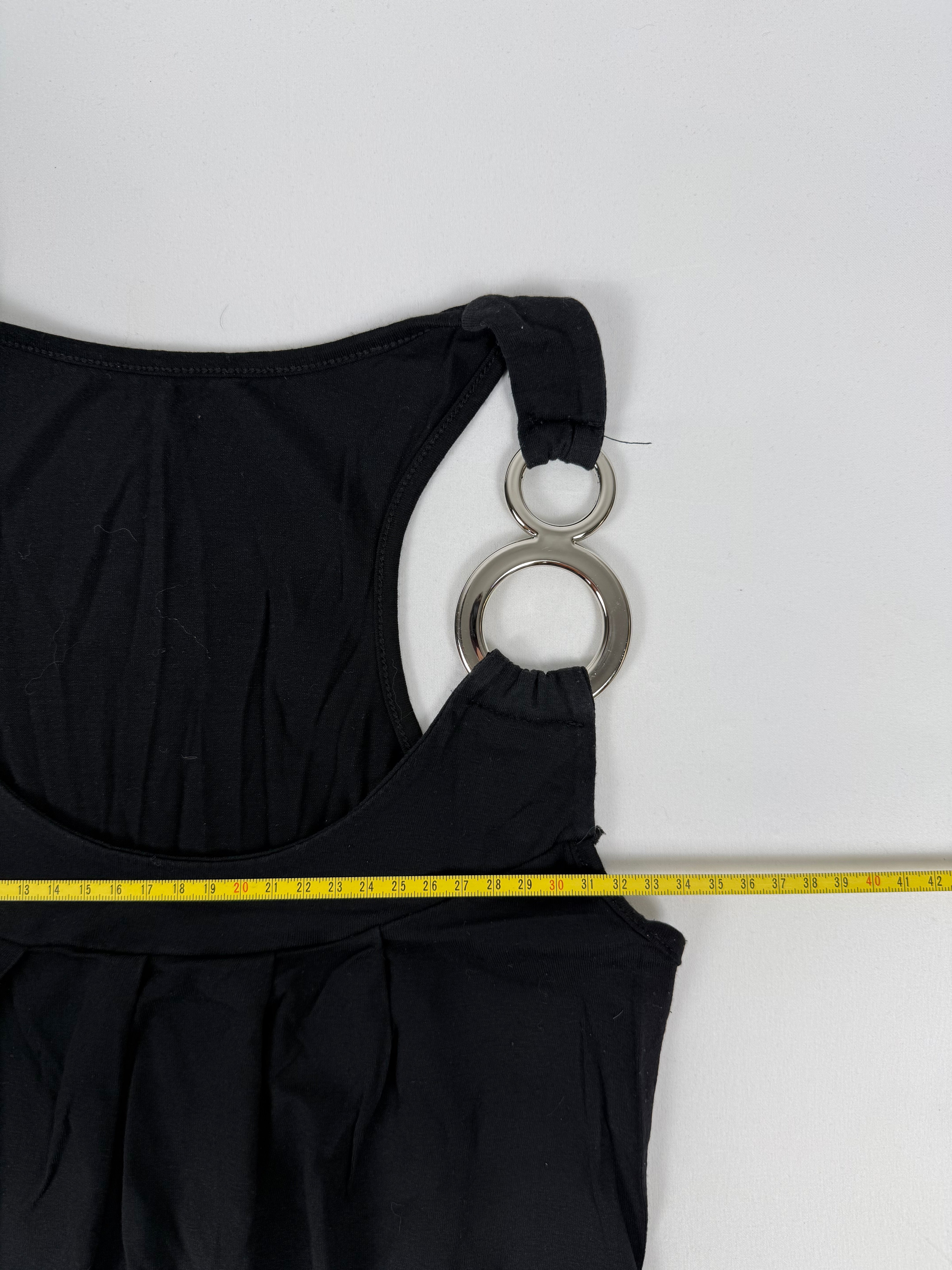Black tank top with silver rings (S)