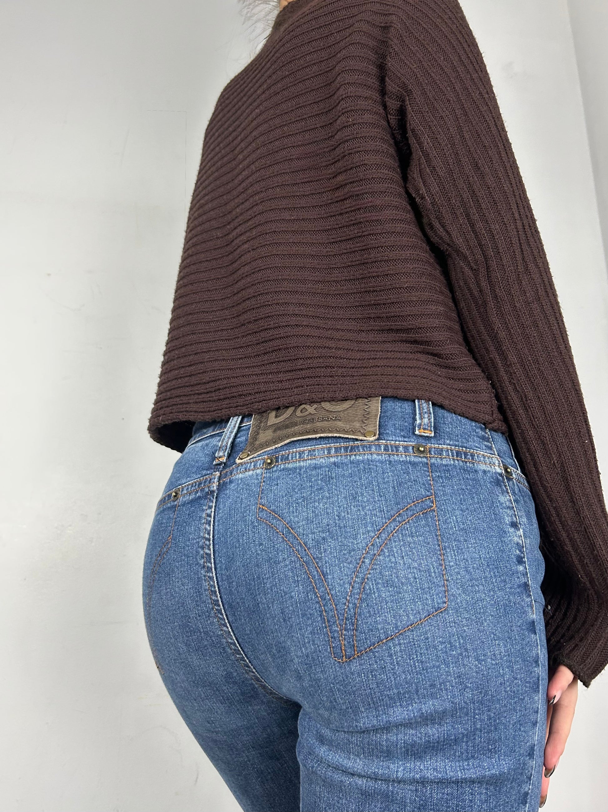 Brown ribbed pockets  jumper (XL)