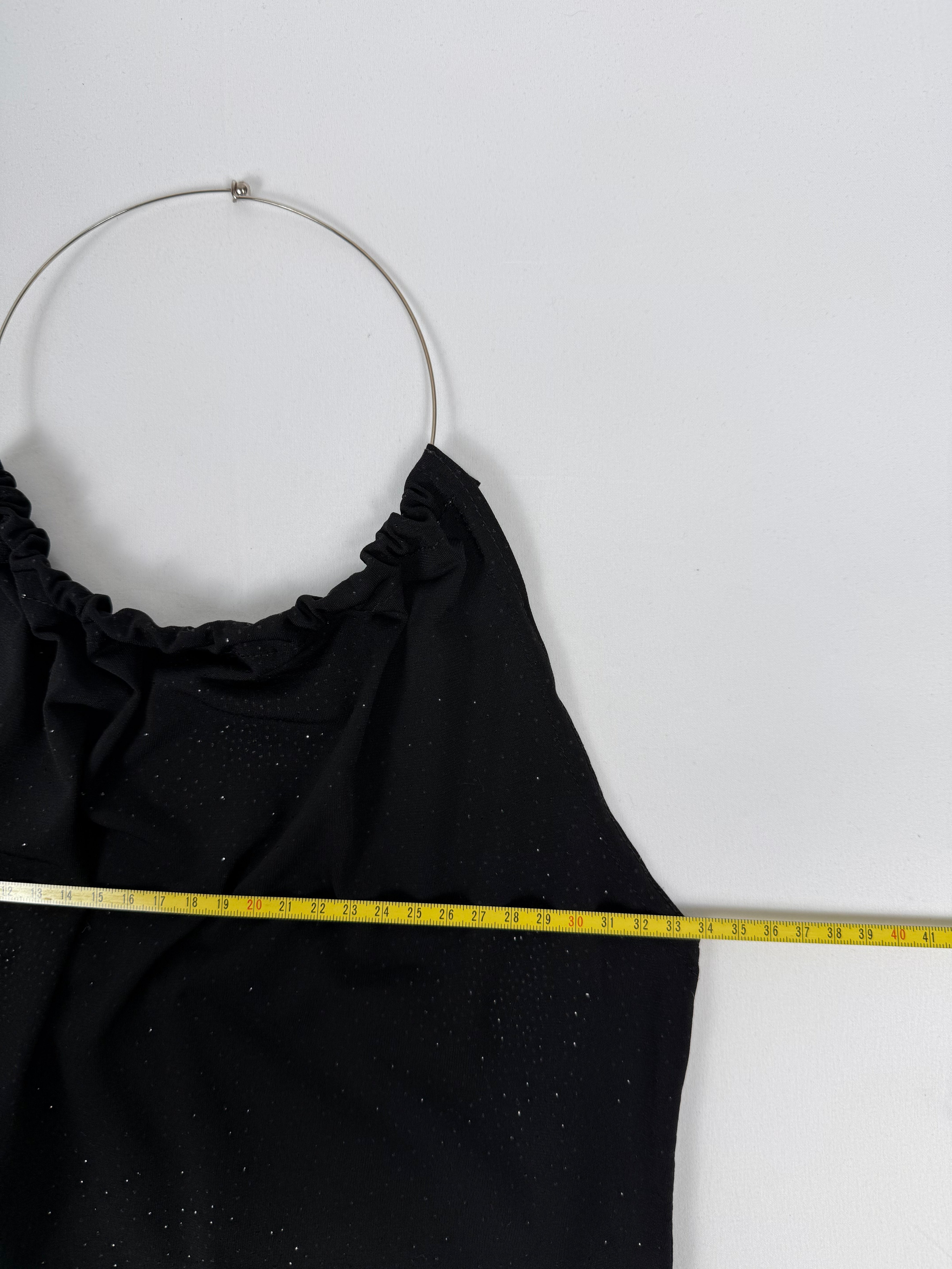 Black halter top with silver ring (M)