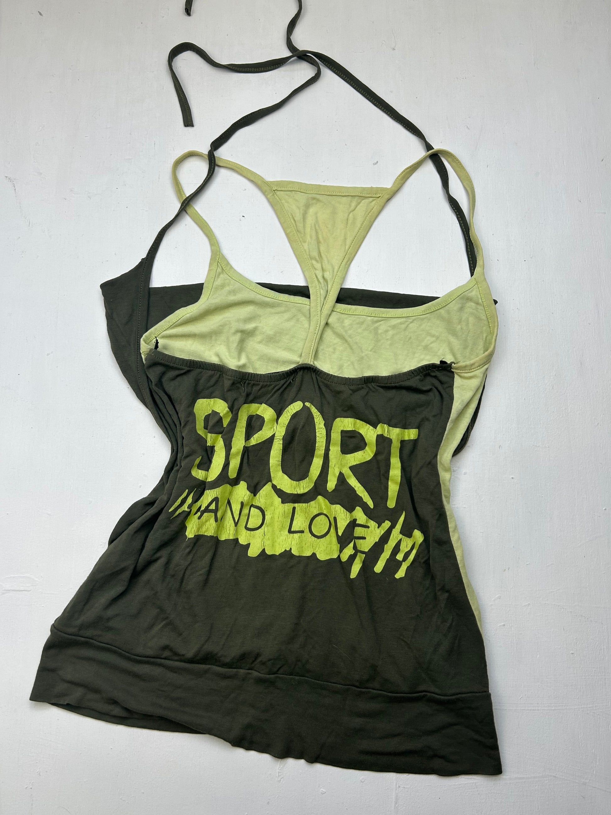 Khaki  graphic halter top (S)
