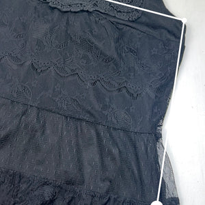 Black mesh embroidered pleated dress (M/L)