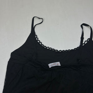 Black mesh embroidered pleated dress (M/L)