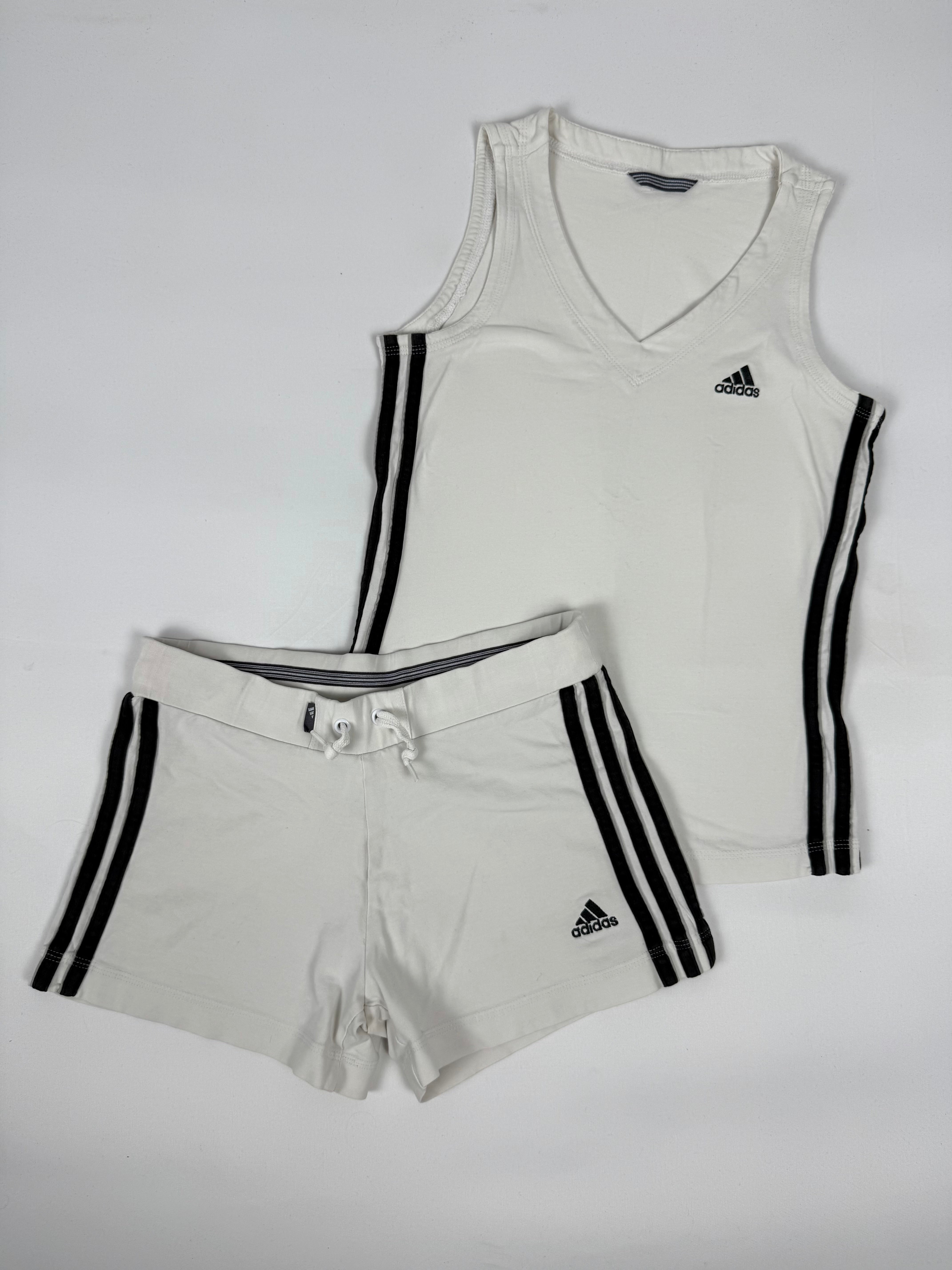 White activewear top + short set (S)