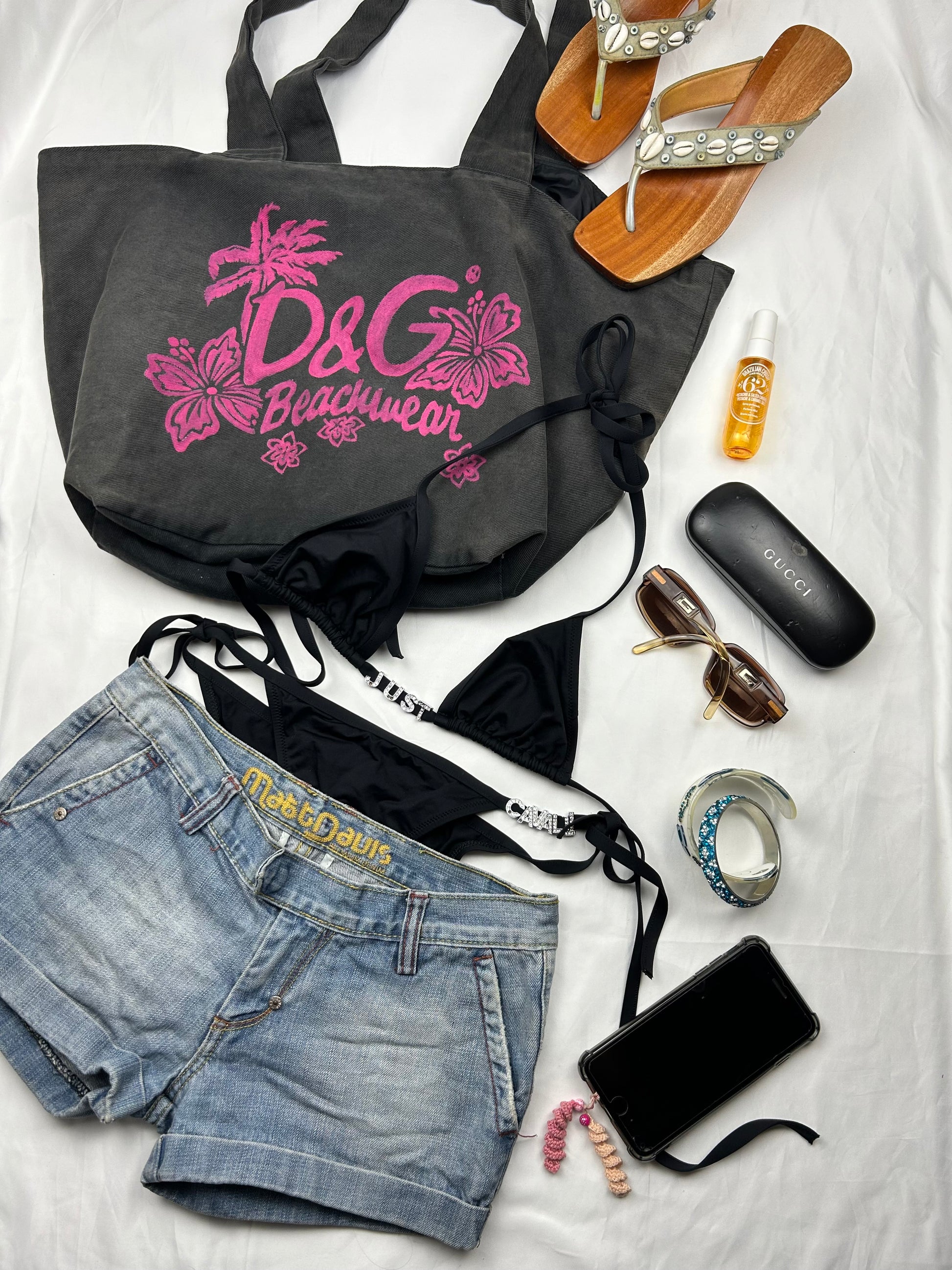 Grey logo beachwear maxi shoulder bag (52x29cm)