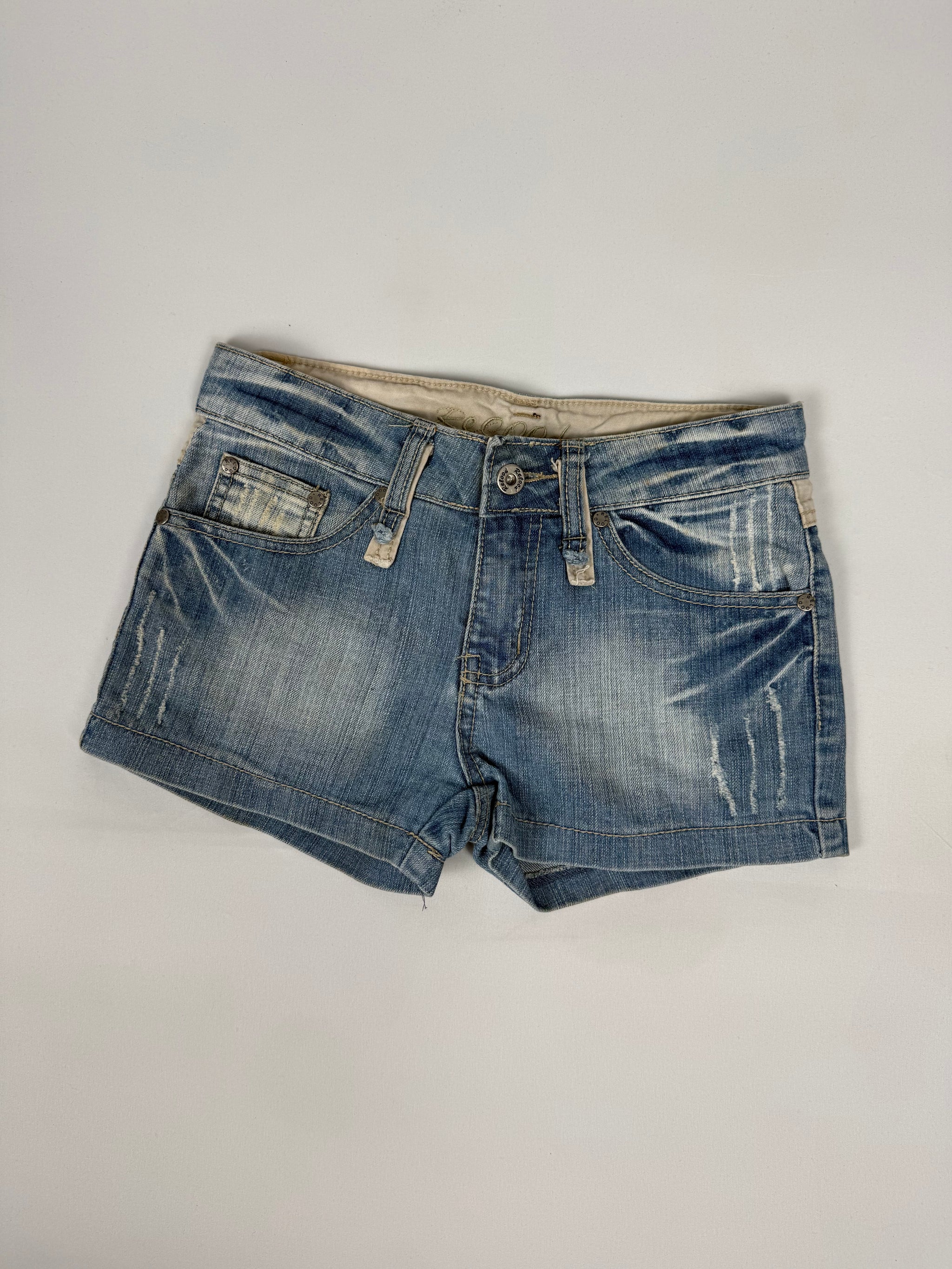 Blue denim mini short (S)