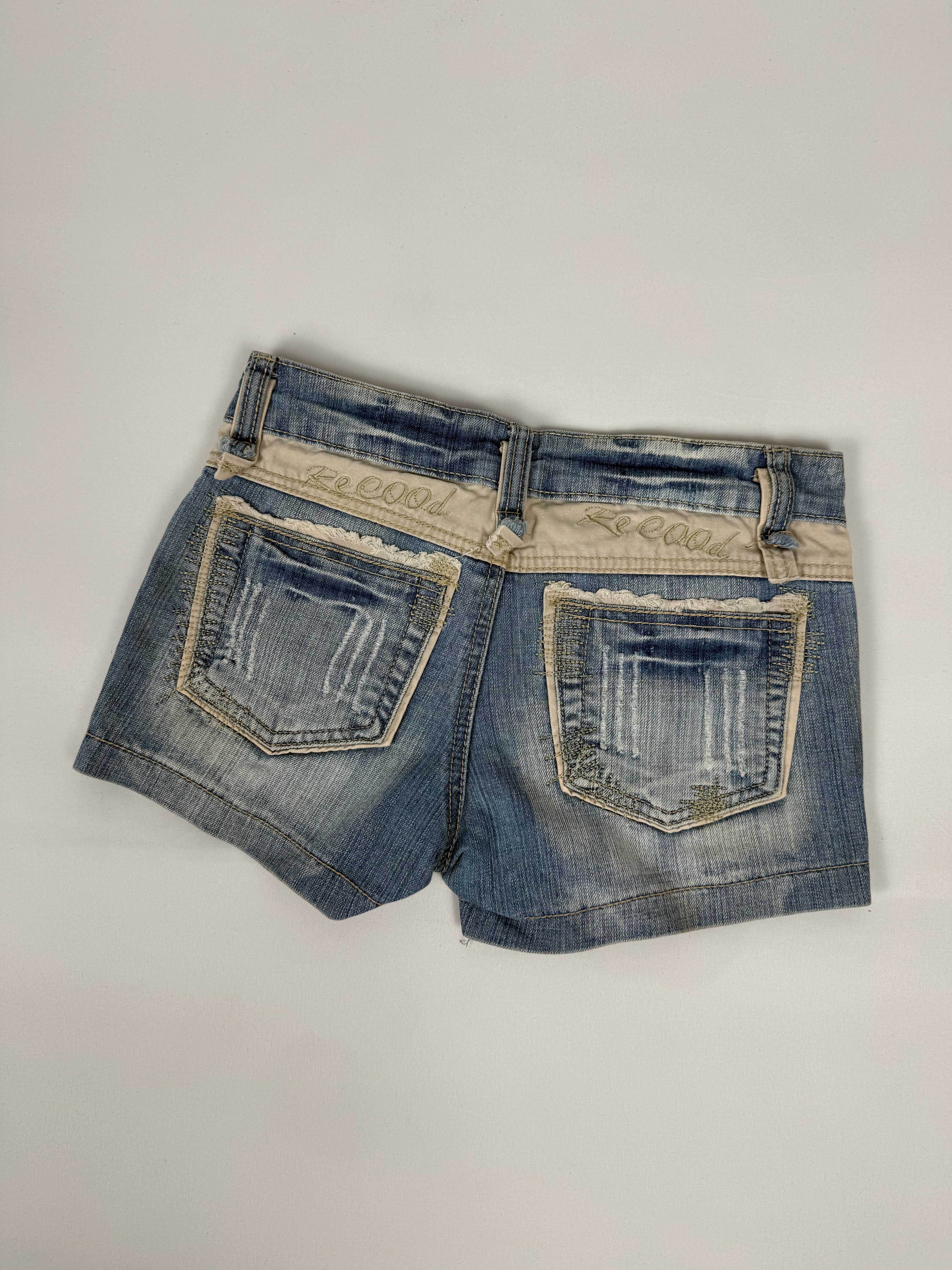 Blue denim mini short (S)