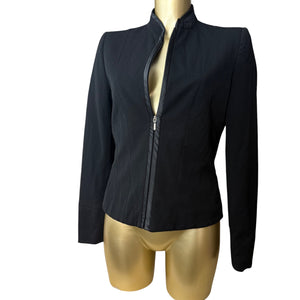 Black zip up office blazer jacket (M)