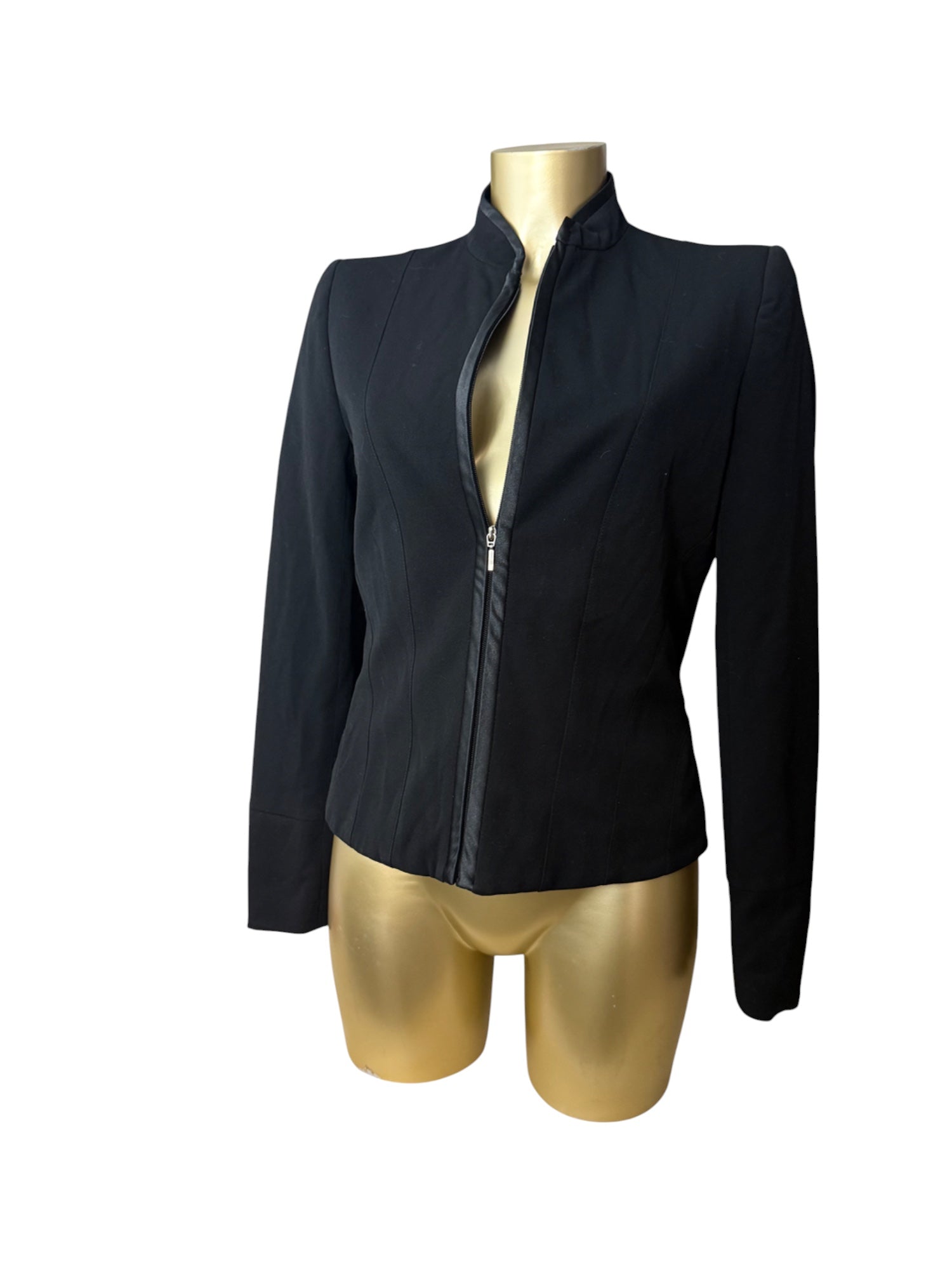 Black zip up office blazer jacket (M)
