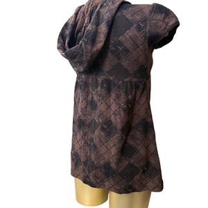 Brown graphic print hooded tee (M)