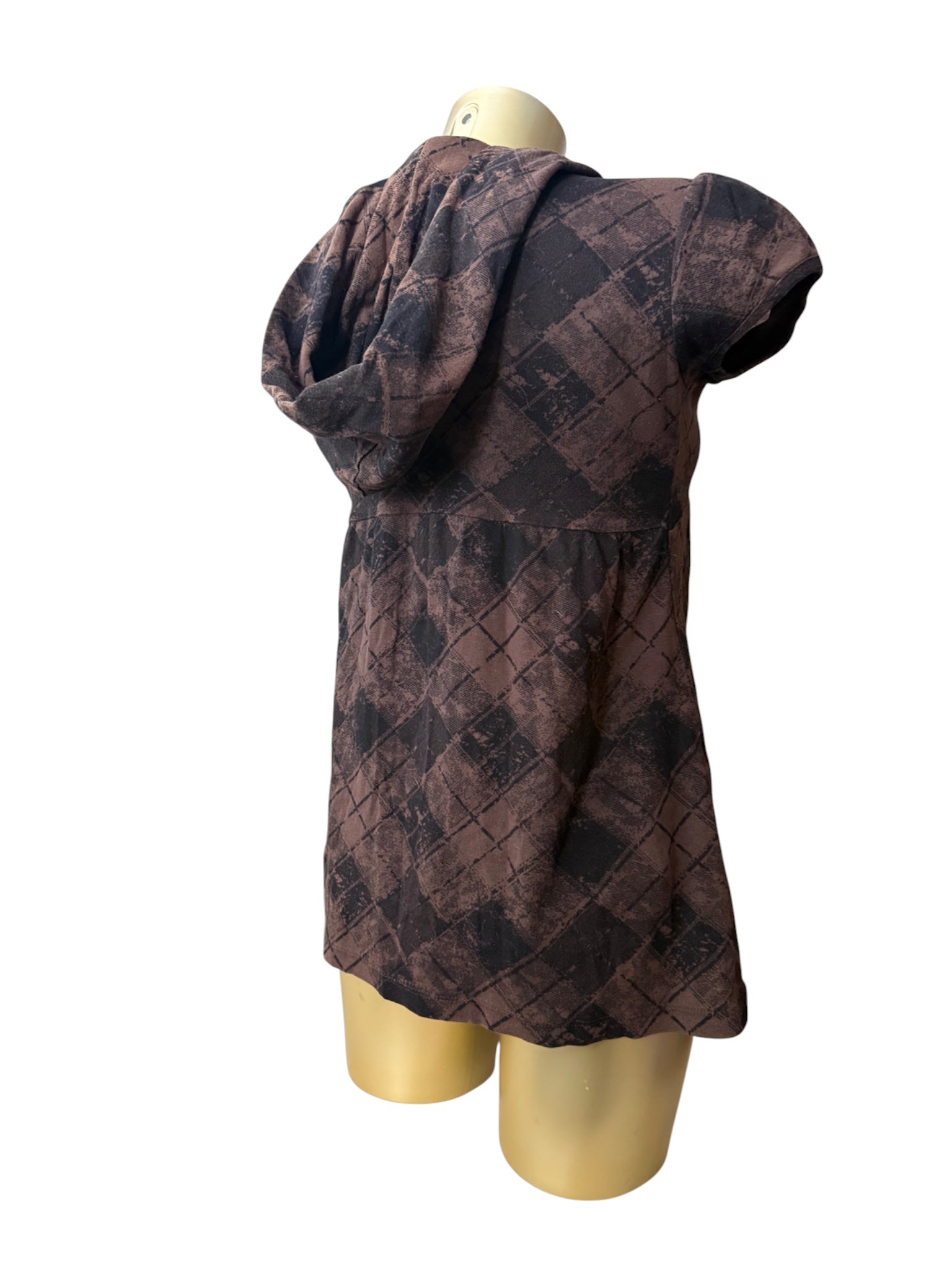 Brown graphic print hooded tee (M)