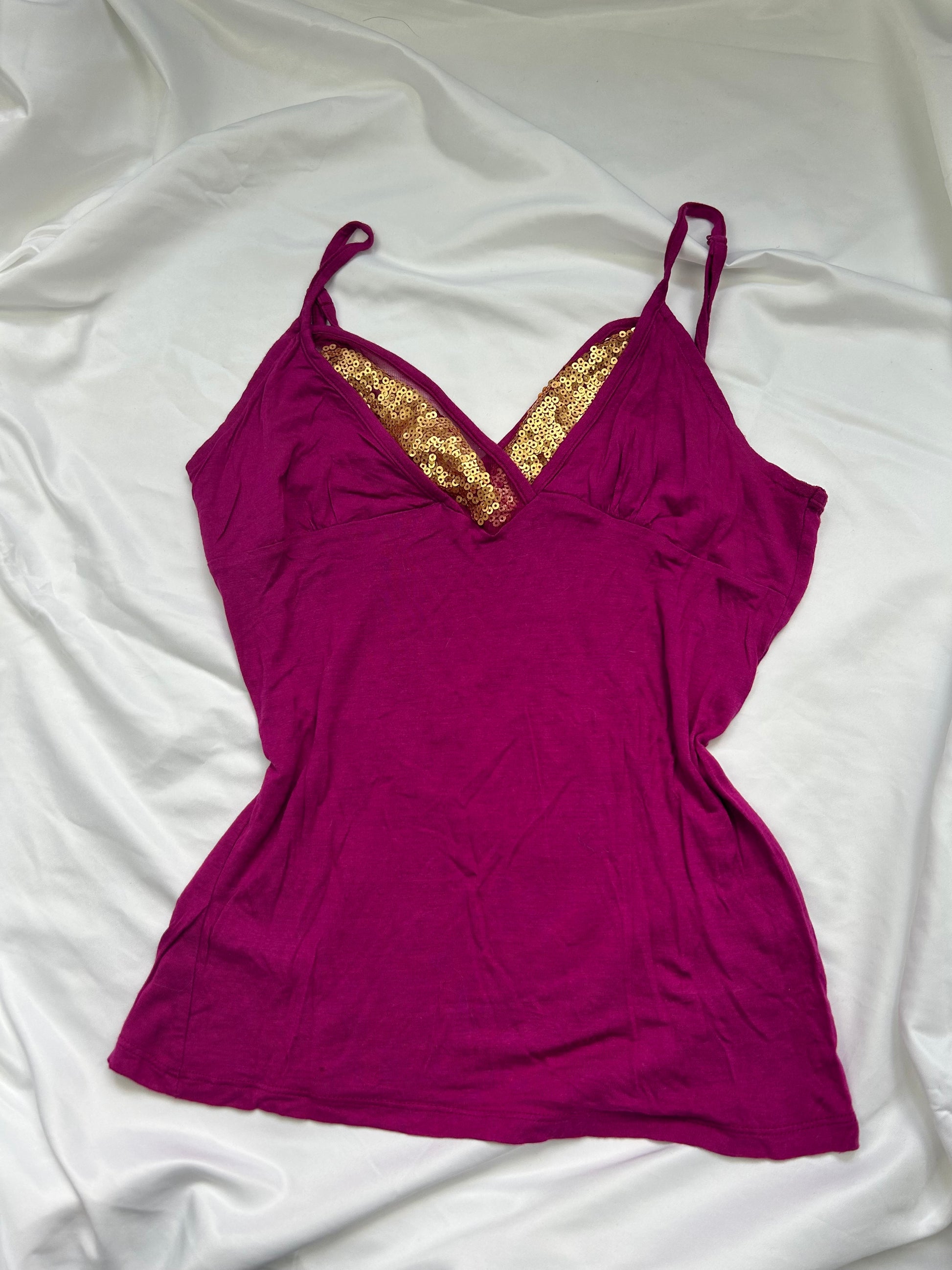 Pink sequins cami top (M)