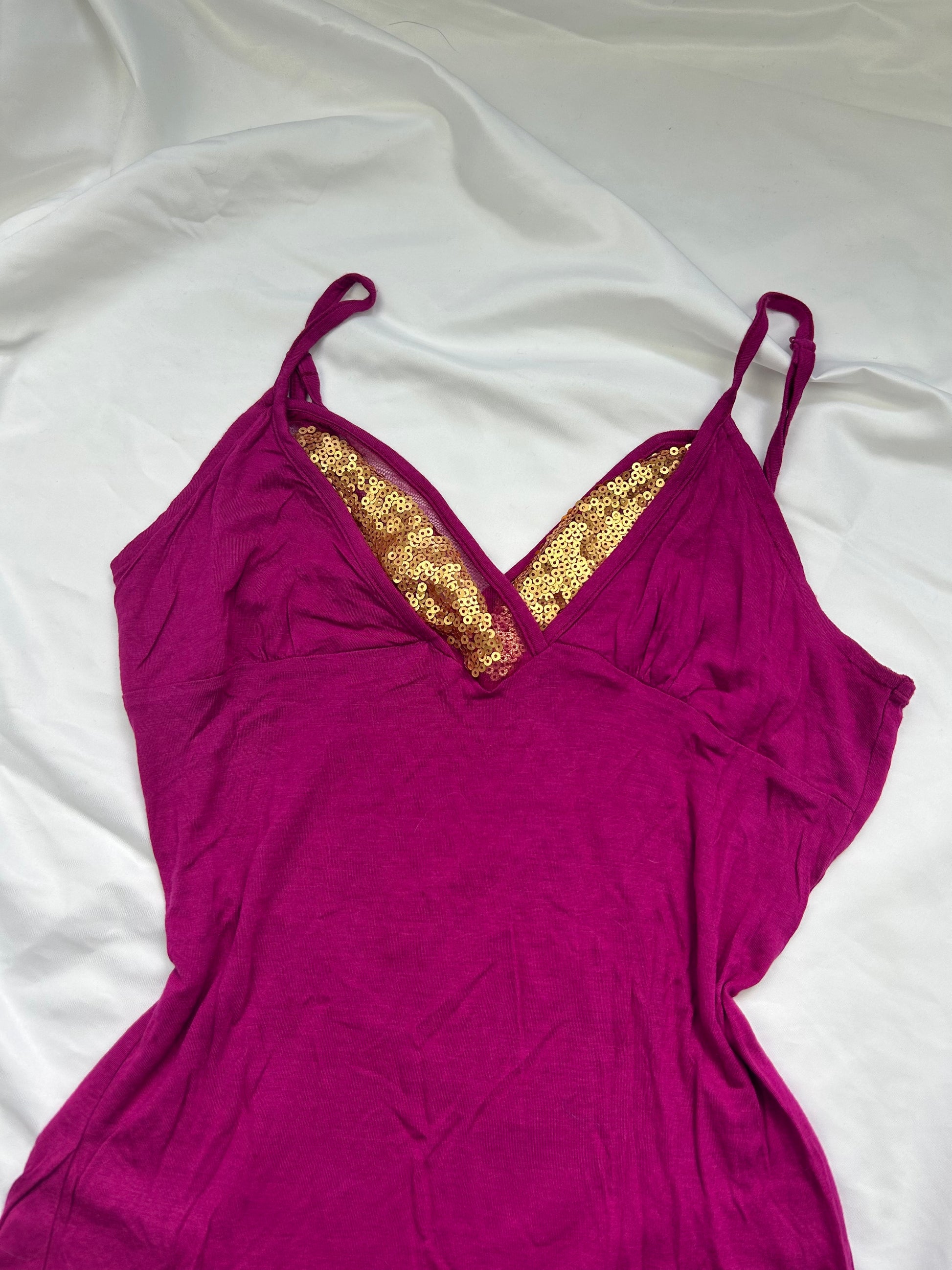 Pink sequins cami top (M)
