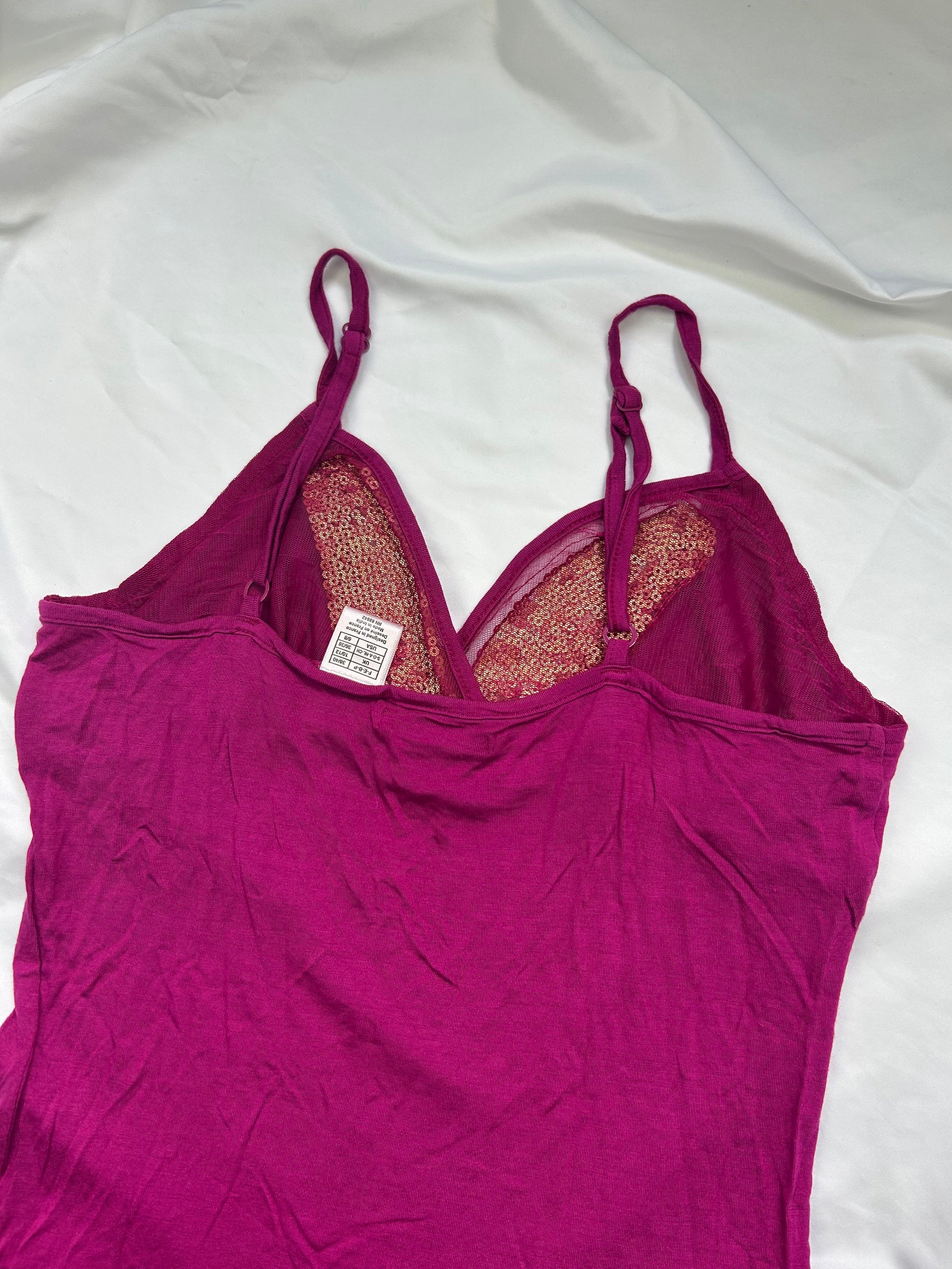 Pink sequins cami top (M)