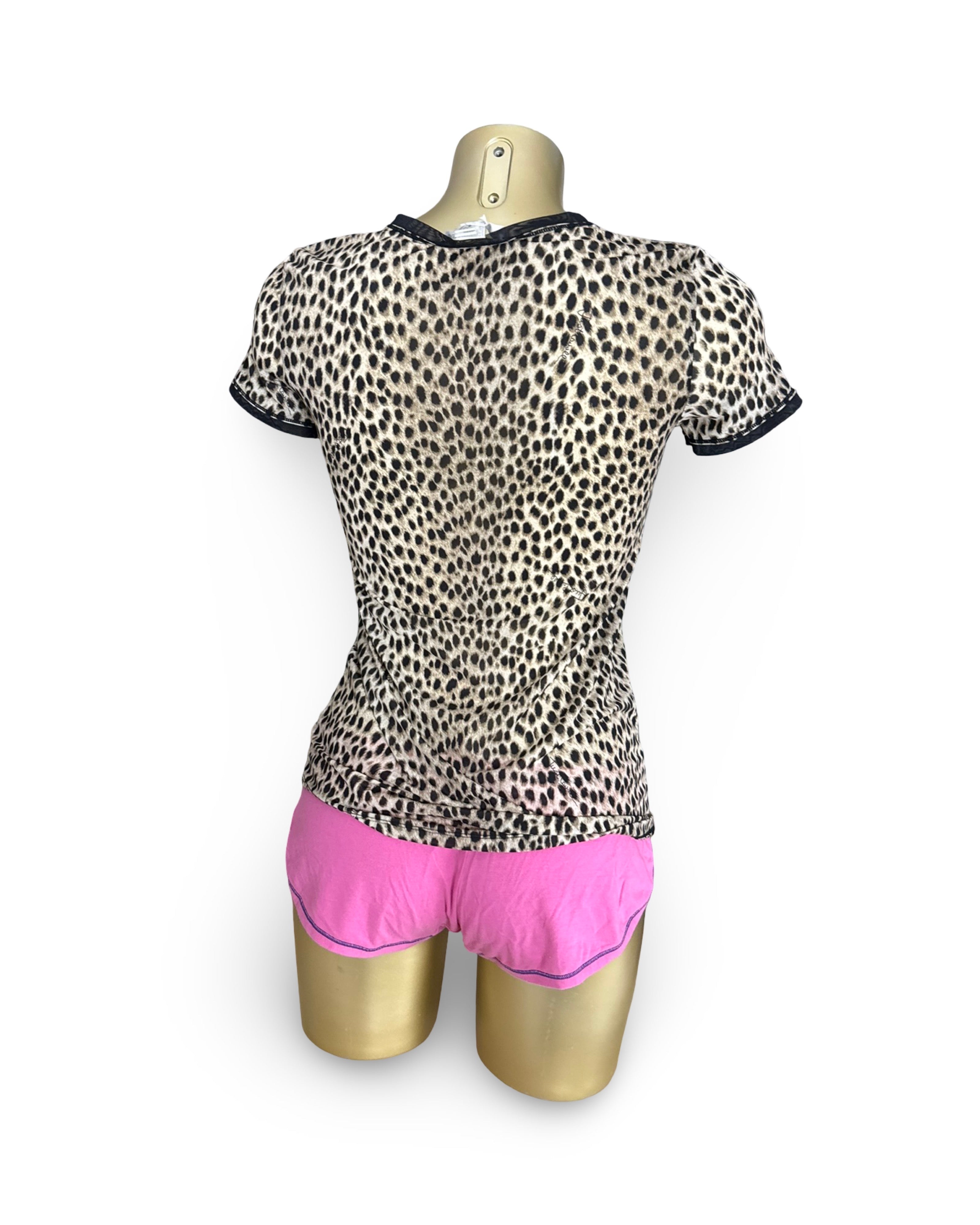 Beige animal print lycra tight fit tee (L)