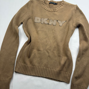Beige spell out logo cotton jumper (S/M)