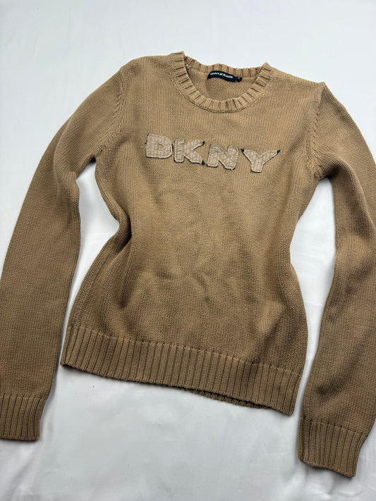 Beige spell out logo cotton jumper (S/M)