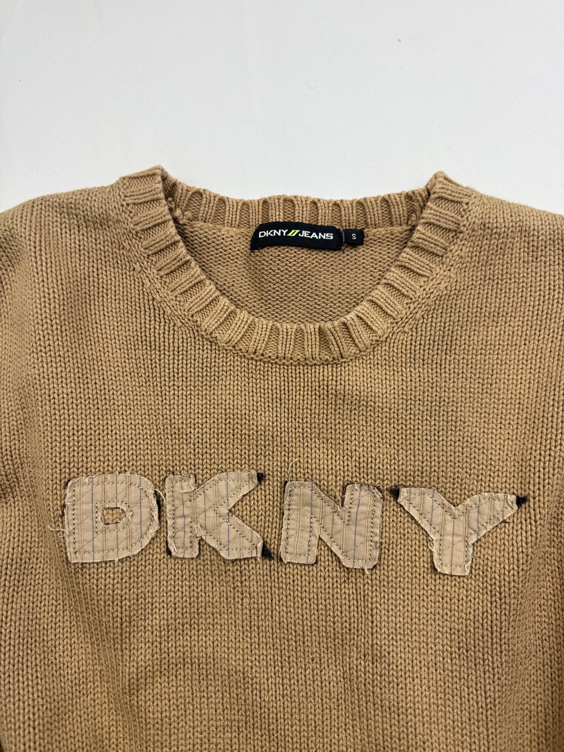 Beige spell out logo cotton jumper (S/M)