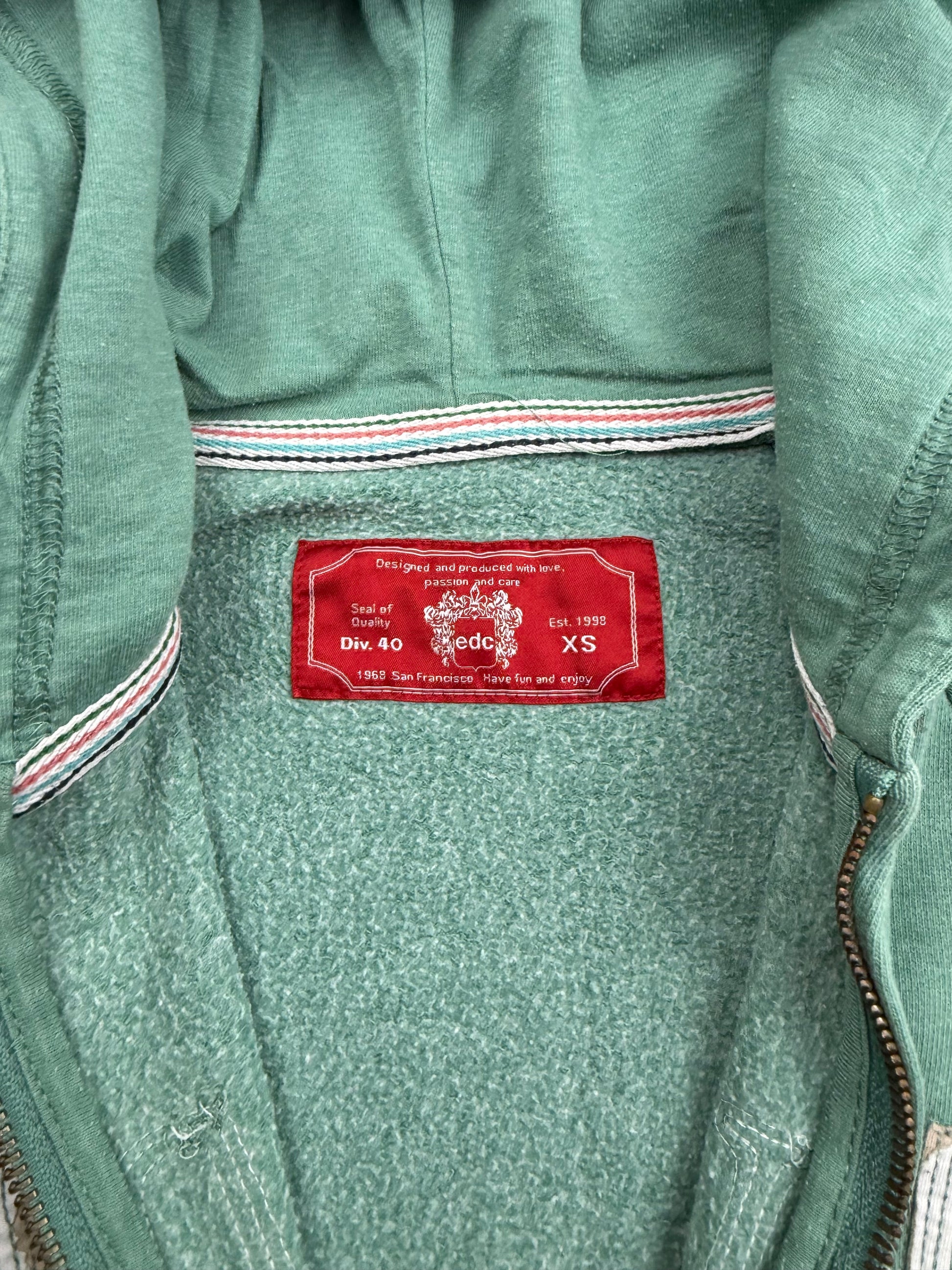 Blue cotton zip up tight fit hoodie (XS)