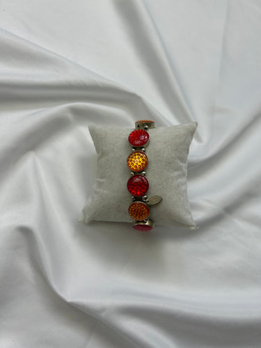 Silver inox red pearl bracelet