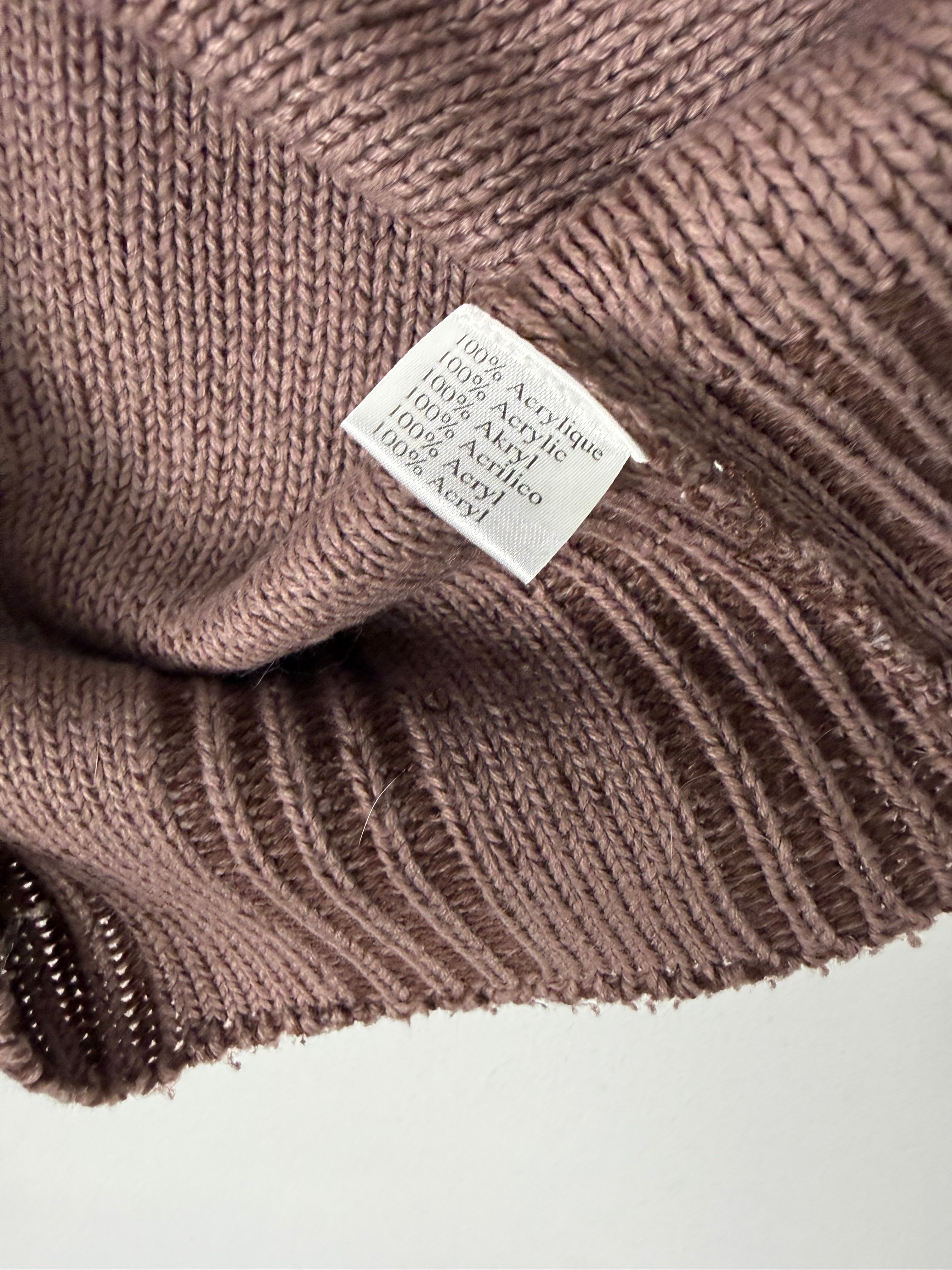 Brown knitted zip up jumper (S)