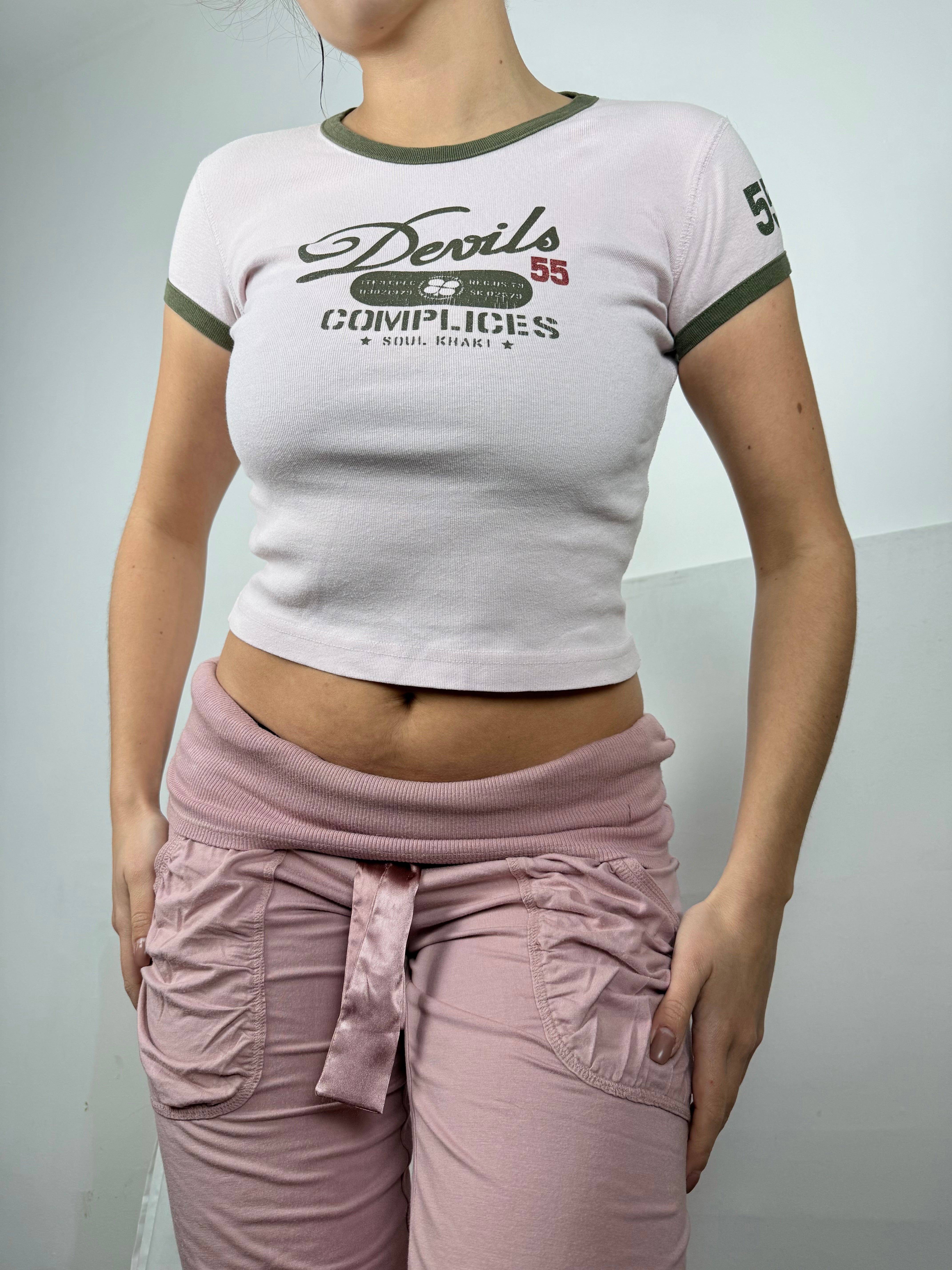Baby pink graphic cotton tee (XS)