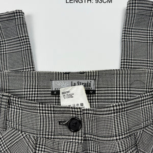 Grey check print low rise baggy pants (M)