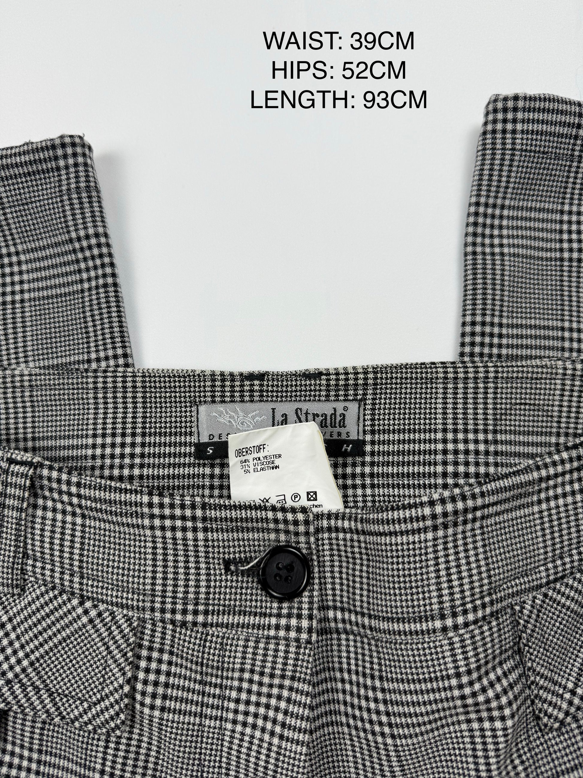 Grey check print low rise baggy pants (M)