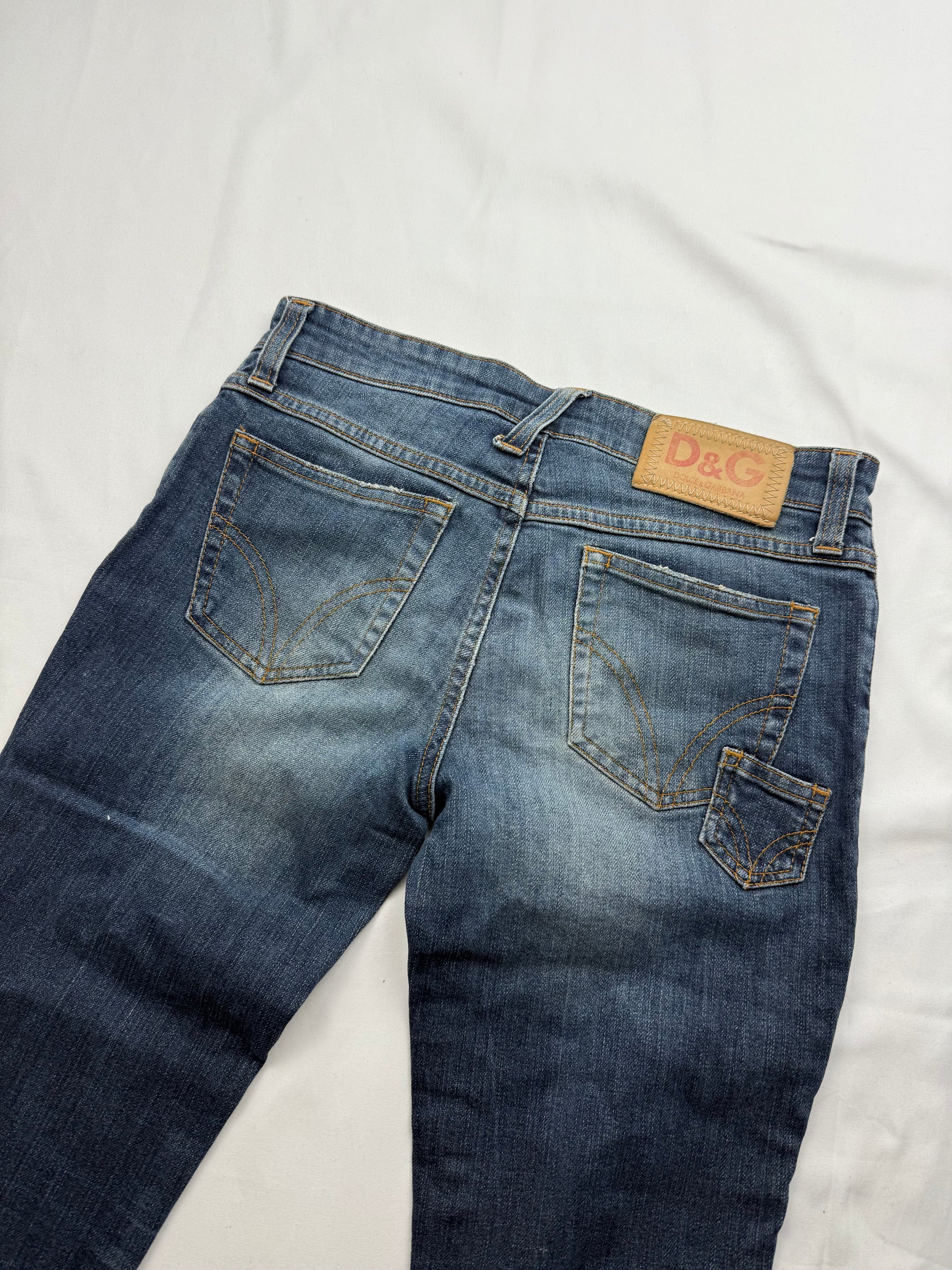 Blue denim low rise skinny pants (XS)