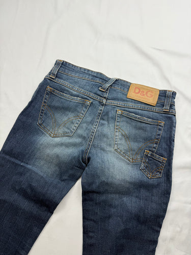 Blue denim low rise skinny pants (XS)