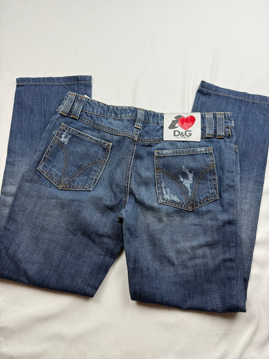 Blue denim low rise skinny pants (S)