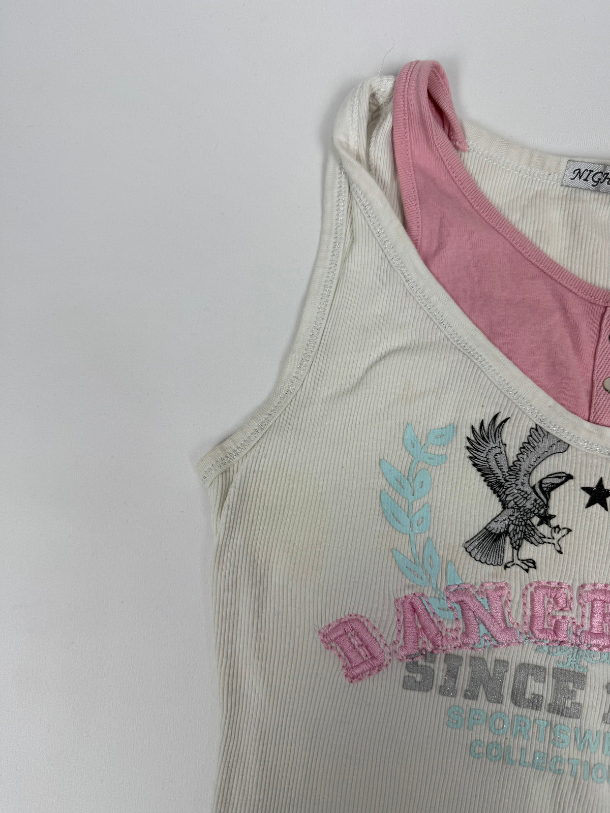 Haut double en coton 100 % blanc (S)