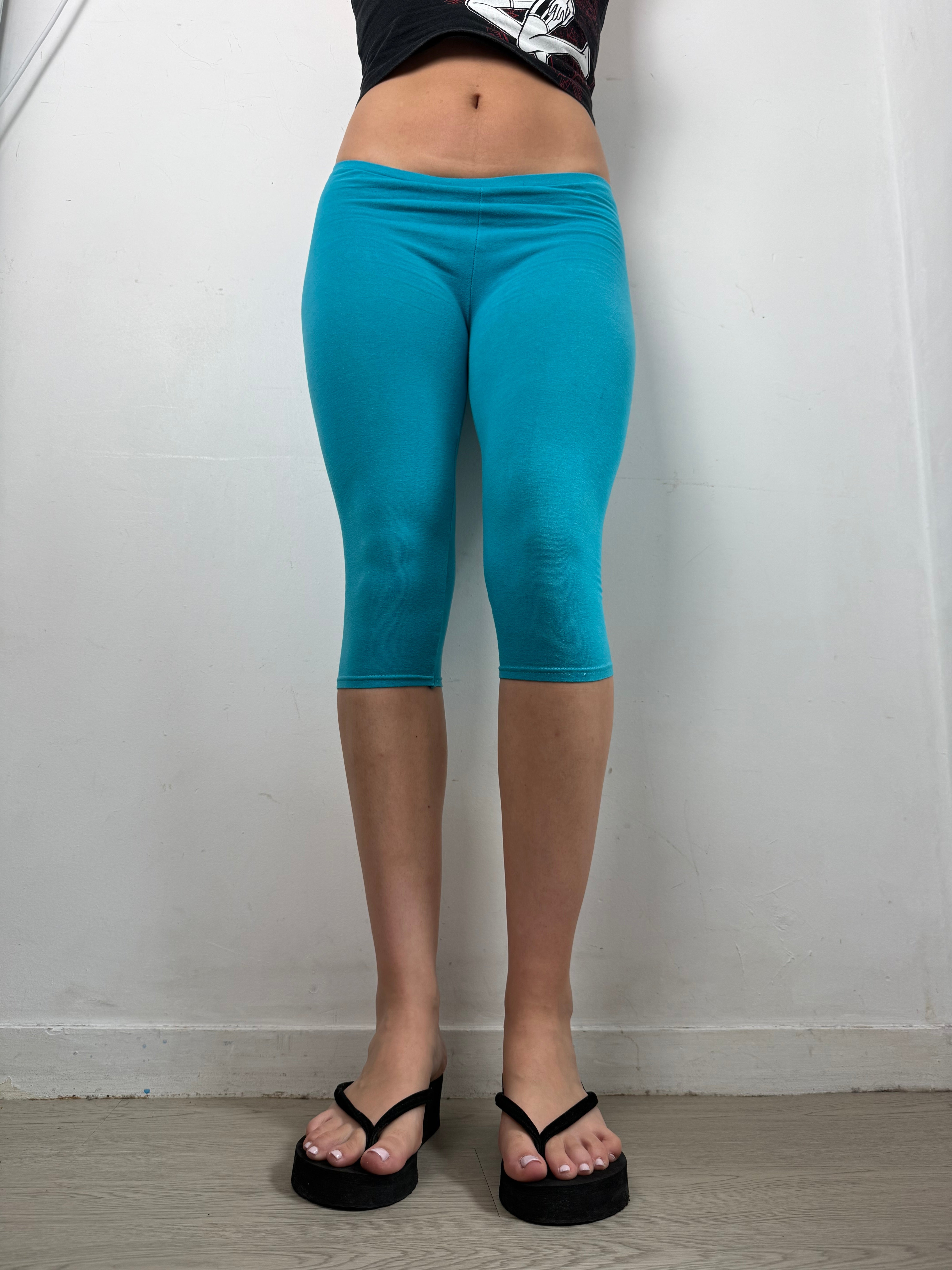 Blue stretchy leggings capri pants (XS)